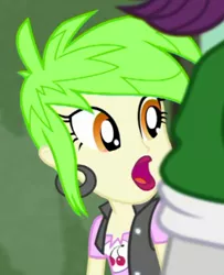 Size: 288x354 | Tagged: safe, derpibooru import, screencap, cherry crash, a little birdie told me, equestria girls, equestria girls series, cropped, cute, ear piercing, earring, female, jewelry, open mouth, piercing