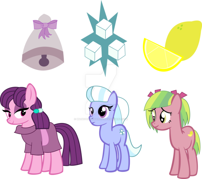 Size: 1024x907 | Tagged: safe, artist:magictimeymare12, derpibooru import, lemon zest, sugar belle, sugarcoat, ponified, earth pony, pony, alternate hairstyle, alternate universe, equestria girls ponified, female, mare, vector, watermark