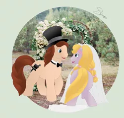 Size: 1280x1221 | Tagged: artist:tanta26, cheval, chevalark, derpibooru import, female, g1, male, marriage, meadowlark, my little pony tales, safe, shipping, straight, wedding