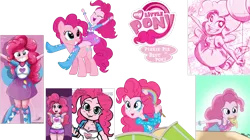 Size: 2671x1501 | Tagged: safe, artist:lisan1997, artist:livesmutanon, artist:lunchie, artist:mit-boy, artist:the-butch-x, artist:vector-brony, derpibooru import, edit, pinkie pie, earth pony, pony, equestria girls, best pony, female, human ponidox, humans riding ponies, logo, logo edit, mare, riding, self ponidox, simple background, solo, transparent background, vector