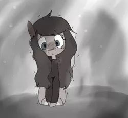 Size: 2004x1848 | Tagged: safe, artist:cheerishyourlife, derpibooru import, oc, oc:nonna, unofficial characters only, earth pony, pony, clothes, cold, looking down, shivering, sitting, snow, solo, sweater