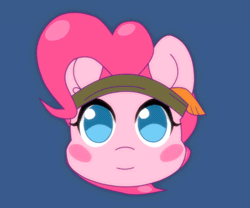 Size: 500x415 | Tagged: animated, artist:omegaozone, blushing, blush sticker, bust, cute, derpibooru import, diapinkes, face, female, frame by frame, pinkie pie, safe, smiling, solo
