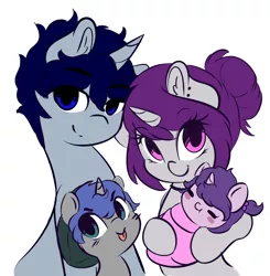 Size: 3792x3877 | Tagged: safe, artist:wickedsilly, derpibooru import, oc, oc:daydream, oc:lullaby, oc:sleepy head, oc:wicked silly, unofficial characters only, pony, unicorn, :p, :t, baby, baby pony, blush sticker, blushing, choker, colt, cute, daaaaaaaaaaaw, ear fluff, ear piercing, eyes closed, family, family photo, female, foal, hoof hold, lidded eyes, looking at you, male, mare, no catchlights, oc x oc, offspring, parent:oc:sleepy head, parent:oc:wicked silly, parents:wickedsleepy, piercing, shipping, simple background, sitting, smiling, stallion, straight, tongue out, white background, wickedsleepy