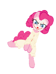 Size: 665x869 | Tagged: safe, artist:paragonaj, derpibooru import, pinkie pie, earth pony, pony, animated, bouncing, clothes, clown, clown nose, crossover, dancing, face paint, female, gif, it, kazotsky kick, loop, mare, pennywise, pinkiewise, rotoscope, run, simple background, smiling, solo, transparent background, wat