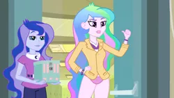 Size: 1280x720 | Tagged: suggestive, derpibooru import, edit, edited edit, edited screencap, editor:ah96, editor:slayerbvc, screencap, princess celestia, princess luna, equestria girls, equestria girls (movie), clothes, female, no pants, panties, pink underwear, principal celestia, sisters, underwear, underwear edit, vice principal luna