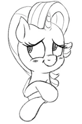 Size: 500x751 | Tagged: safe, artist:esfelt, derpibooru import, starlight glimmer, pony, unicorn, black and white, blushing, bust, grayscale, lineart, monochrome, simple background, smiling, solo, white background