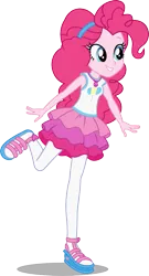 Size: 647x1200 | Tagged: safe, artist:seahawk270, derpibooru import, pinkie pie, a fine line, equestria girls, equestria girls series, clothes, female, geode of sugar bombs, leggings, magical geodes, pantyhose, shoes, simple background, skirt, smiling, solo, transparent background, vector