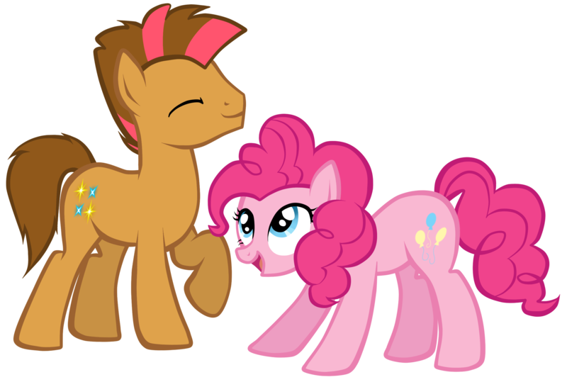 Size: 2646x1783 | Tagged: safe, artist:petraea, derpibooru import, pinkie pie, oc, oc:sparky, earth pony, pony, male, simple background, stallion, transparent background, vector