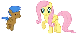 Size: 4167x1859 | Tagged: safe, artist:petraea, derpibooru import, fluttershy, oc, oc:mighty, pegasus, pony, female, filly, simple background, transparent background, vector