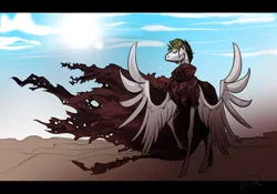 Size: 3974x2778 | Tagged: safe, artist:opalacorn, derpibooru import, ponified, pony, clothes, coat, crossover, desert, solo, trigun, vash the stampede