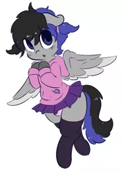 Size: 2735x3844 | Tagged: suggestive, artist:wickedsilly, derpibooru import, oc, unofficial characters only, pegasus, pony, clothes, crossdressing, cute, femboy, hoodie, male, miniskirt, moe, ocbetes, panties, pigtails, pink underwear, pleated skirt, polka dot underwear, short skirt, skirt, skirt lift, socks, solo, solo male, stallion, sweater, thigh highs, underwear