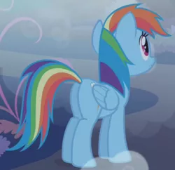 Size: 474x459 | Tagged: safe, derpibooru import, screencap, rainbow dash, pegasus, pony, friendship is magic, cropped, female, mare, plot, rear view, solo