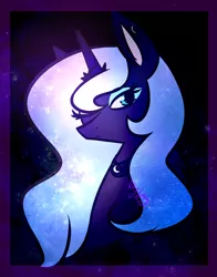 Size: 1106x1408 | Tagged: safe, artist:katedoof, derpibooru import, princess luna, alicorn, pony, bust, female, mare, one eye closed, portrait, solo