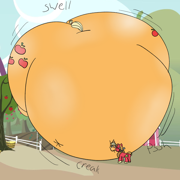 Size: 2048x2048 | Tagged: air inflation, appleblimp, applejack, artist:boman100, big macintosh, blimp, cpr, derpibooru import, fanfic, fanfic art, fanfic:breathers for applejack, inflation, kiss inflation, questionable, sweet apple acres