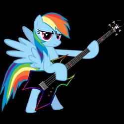 Size: 800x800 | Tagged: artist:didgereethebrony, bass guitar, derpibooru import, edit, musical instrument, rainbow dash, safe, solo