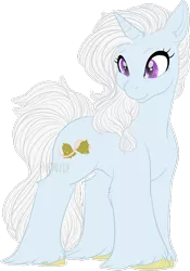 Size: 596x850 | Tagged: safe, artist:pancaked, artist:sequin, derpibooru import, oc, oc:wedding bells, unofficial characters only, unicorn, bells, blue body, female, patreon:syruped, purple eyes, side view, simple background, solo, transparent background, unshorn fetlocks, wedding bells, white mane