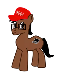 Size: 862x960 | Tagged: safe, derpibooru import, oc, oc:codebreaker, unofficial characters only, earth pony, pony, 2018 community collab, derpibooru community collaboration, cap, glasses, hat, nintendo, simple background, solo, transparent background