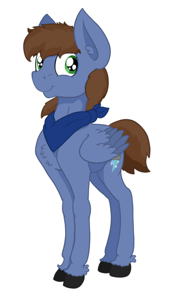 Size: 2312x3913 | Tagged: safe, artist:paskanaakka, derpibooru import, oc, oc:pat thundersnow, unofficial characters only, pegasus, pony, 2018 community collab, derpibooru community collaboration, chest fluff, ear fluff, neckerchief, simple background, smiling, solo, transparent background, unshorn fetlocks