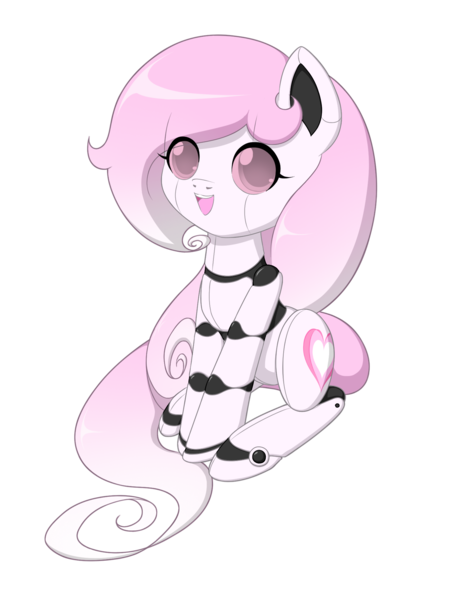 Size: 1500x2000 | Tagged: safe, artist:jdan-s, derpibooru import, oc, oc:cyberia heart, unofficial characters only, pony, robot, robot pony, 2018 community collab, derpibooru community collaboration, cute, ocbetes, simple background, sitting, smiling, solo, transparent background