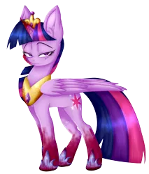 Size: 1242x1461 | Tagged: accessory theft, alicorn, artist:spirit-1, blood, derpibooru import, grimdark, implied murder, jewelry, necklace, regalia, simple background, solo, transparent background, twibitch sparkle, twilight is anakin, twilight sparkle, twilight sparkle (alicorn), tyrant sparkle, usurpation