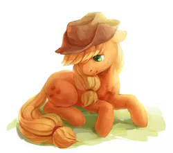Size: 1390x1226 | Tagged: safe, artist:audrarius, derpibooru import, applejack, earth pony, pony, simple background, solo, white background