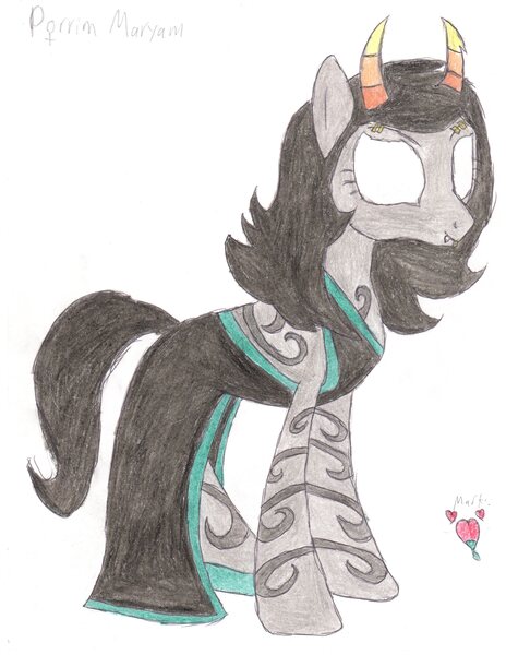 Size: 2550x3300 | Tagged: safe, artist:aridne, derpibooru import, ponified, pony, homestuck, porrim maryam, solo, traditional art