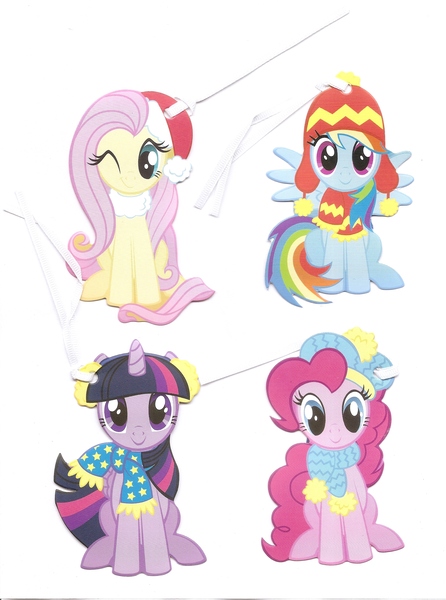 Size: 2240x3013 | Tagged: safe, derpibooru import, fluttershy, pinkie pie, rainbow dash, twilight sparkle, twilight sparkle (alicorn), alicorn, christmas, clothes, cute, dashabetes, diapinkes, earmuffs, hat, hnnng, holiday, merchandise, one eye closed, photo, santa hat, scarf, shyabetes, sitting, smiling, stocking cap, twiabetes, weapons-grade cute, wink