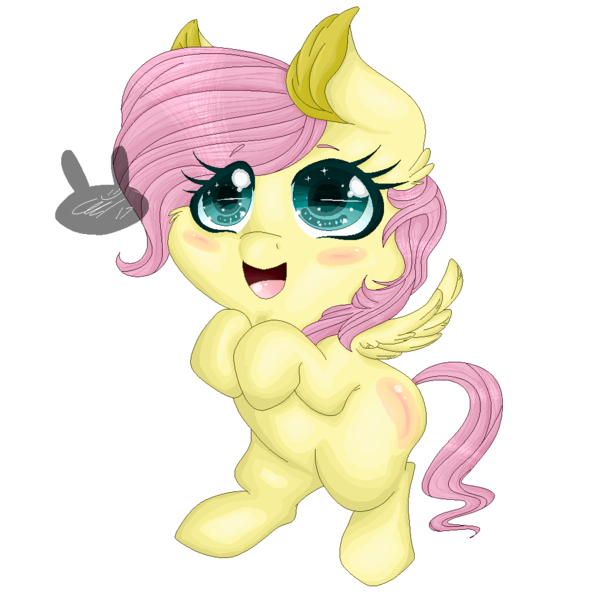 Size: 1000x1000 | Tagged: safe, artist:siena1923, derpibooru import, fluttershy, pegasus, pony, amazed, bipedal, blushing, chibi, cute, eye clipping through hair, female, filly, hooves to the chest, looking up, open mouth, simple background, smiling, sparkling eyes, spread wings, transparent background, wings, younger