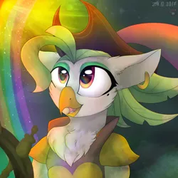 Size: 3000x3000 | Tagged: anthro, artist:racheldantes, captain celaeno, clothes, derpibooru import, female, my little pony: the movie, open mouth, parrot, pirate, rainbow, safe, solo