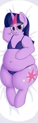 Size: 1476x4724 | Tagged: suggestive, artist:andelai, derpibooru import, twilight sparkle, semi-anthro, bbw, belly, belly button, body pillow, body pillow design, clothes, fat, fat fetish, female, fetish, obese, solo, solo female, swimsuit, twilard sparkle, wide hips