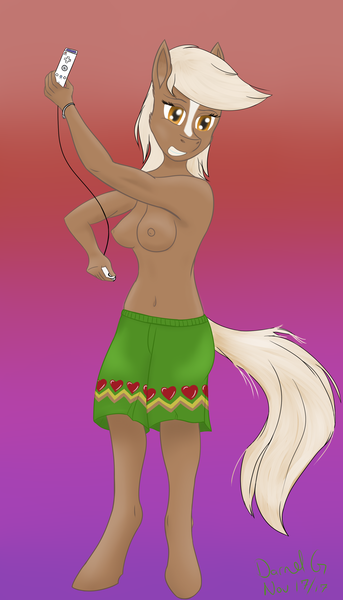 Size: 2000x3500 | Tagged: anthro, artist:darnelg, blaze (coat marking), breasts, clothes, derpibooru import, epona, female, gradient background, nipples, nudity, partial nudity, questionable, solo, solo female, the legend of zelda, the legend of zelda: the wind waker, topless, unguligrade anthro, wii