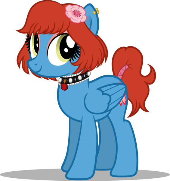 Size: 2826x3000 | Tagged: safe, artist:applec1234, deleted from derpibooru, derpibooru import, oc, oc:sureibu, unofficial characters only, pegasus, pony, choker, female, flower, flower in hair, makeup, mare, solo