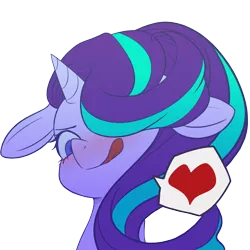 Size: 1400x1400 | Tagged: safe, artist:kaikoinu, derpibooru import, edit, starlight glimmer, pony, unicorn, blushing, bust, floppy ears, heart, licking, licking lips, pictogram, portrait, simple background, smiling, solo, speech bubble, tongue out, transparent background