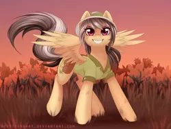 Size: 1600x1200 | Tagged: safe, artist:spittfireart, derpibooru import, daring do, pegasus, pony, looking at you, solo, spread wings, wings