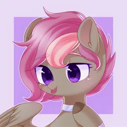 Size: 1500x1500 | Tagged: safe, artist:leafywind, derpibooru import, oc, unofficial characters only, pegasus, pony, abstract background, bust, choker, female, heart eyes, mare, portrait, solo, tongue out, unshorn fetlocks, wingding eyes