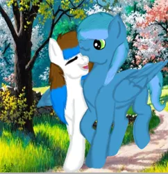 Size: 437x451 | Tagged: artist:miathebronyartist, base used, derpibooru import, love, oc, oc:mia, oc:thinker blue, safe, unofficial characters only