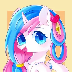 Size: 1500x1500 | Tagged: safe, artist:leafywind, derpibooru import, oc, oc:snowy, unofficial characters only, pony, unicorn, abstract background, bust, female, mare, open mouth, portrait, solo