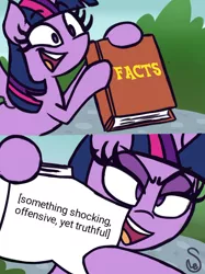 Size: 760x1015 | Tagged: 2 panel comic, alicorn, artist:quarium edits, comic, derpibooru import, ed edd n eddy, edit, editor:moonatik, exploitable meme, meme, safe, solo, twilight's fact book, twilight sparkle, twilight sparkle (alicorn)