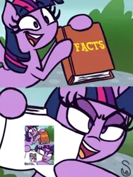 Size: 514x685 | Tagged: 2 panel comic, alicorn, artist:quarium edits, comic, derpibooru import, droste effect, ed edd n eddy, edit, editor:shimmering blaze, exploitable meme, meme, recursion, safe, shitposting, solo, the meme that never ends, twilight's fact book, twilight sparkle, twilight sparkle (alicorn)