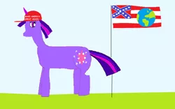 Size: 2988x1870 | Tagged: safe, artist:the_shave, derpibooru import, twilight sparkle, pony, unicorn, 1000 hours in ms paint, confederate, confederate flag, earth, flag, hat, make america great again, mouthpiece, politics, solo, trump, unicorn twilight