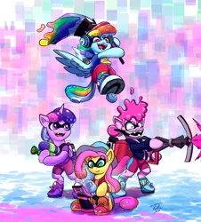 Size: 1140x1260 | Tagged: alicorn, artist:tsitra360, crossover, derpibooru import, fluttershy, gun, inkling, octobrush, pinkie pie, rainbow dash, safe, slosher, species swap, splatoon, splatoon 2, splattershot, sting ray (weapon), twilight sparkle, twilight sparkle (alicorn), weapon