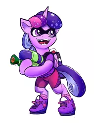 Size: 608x800 | Tagged: alicorn, artist:tsitra360, derpibooru import, gun, inkling, safe, simple background, solo, species swap, splatoon, splattershot, twilight sparkle, twilight sparkle (alicorn), weapon, white background