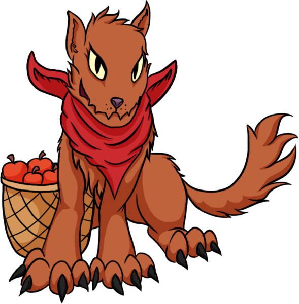 Size: 1215x1237 | Tagged: 2018 community collab, adopted offspring, apple, artist:xormak, bandana, basket, derpibooru community collaboration, derpibooru import, diamond dog, food, neckerchief, next generation, oc, oc:rosy, parent:applejack, safe, simple background, transparent background, unofficial characters only