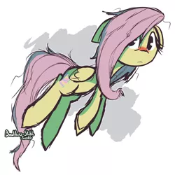 Size: 1280x1280 | Tagged: safe, artist:lilboulder, derpibooru import, fluttershy, pegasus, pony, abstract background, disheveled, female, looking at you, mare, messy mane, solo