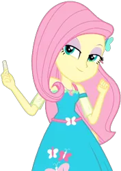 Size: 1450x2048 | Tagged: safe, artist:thebarsection, derpibooru import, fluttershy, a little birdie told me, equestria girls, equestria girls series, chalk, clothes, dress, female, geode of fauna, lidded eyes, magical geodes, simple background, smiling, smug, solo, transparent background