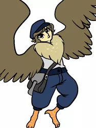 Size: 600x800 | Tagged: artist needed, colored, color edit, derpibooru import, edit, harpy, oc, oc:oliver, offspring, original species, parent:owlowiscious, safe, satyr, satyr general, simple background, solo, unofficial characters only, white background