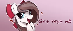 Size: 920x400 | Tagged: safe, artist:aurelleah, derpibooru import, oc, oc:aurelia freefeather, oc:aurelleah, oc:aurry, unofficial characters only, pegasus, pony, blushing, bow, bust, clothes, cute, ear fluff, female, fluffy, gradient background, hair bow, happy, heart, looking at you, love, mare, ocbetes, open mouth, solo, squee