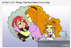 Size: 702x480 | Tagged: artist needed, suggestive, derpibooru import, adagio dazzle, sunset shimmer, equestria girls, blatant lies, breasts, fantasizing, female, gay thoughts, lesbian, not gay, shipping, sunsagio, wikihow
