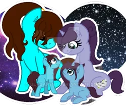 Size: 600x505 | Tagged: safe, artist:lilygarent, derpibooru import, oc, oc:luna hoops, oc:sketch, oc:spray paint, oc:star drop, unofficial characters only, base used, colt, family, female, filly, male, mare, stallion