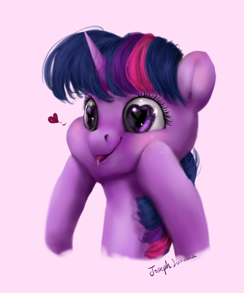 Size: 1000x1200 | Tagged: safe, artist:rossignolet, derpibooru import, twilight sparkle, pony, cowry shell ear, cute, drool, faic, female, heart eyes, long neck, mare, signed, smiling, solo, twiabetes, uncanny valley, wingding eyes